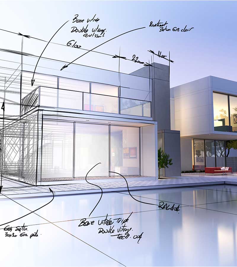 BCIN qualified designer. 3D model of a building with surrounding landscaping by Lopez Design and Drafting Services: A complete visualization that includes architectural design and its integration with the surrounding environment. BCIN qualified designer.